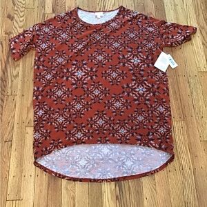 LuLaRoe Rust and blue Floral Top #26